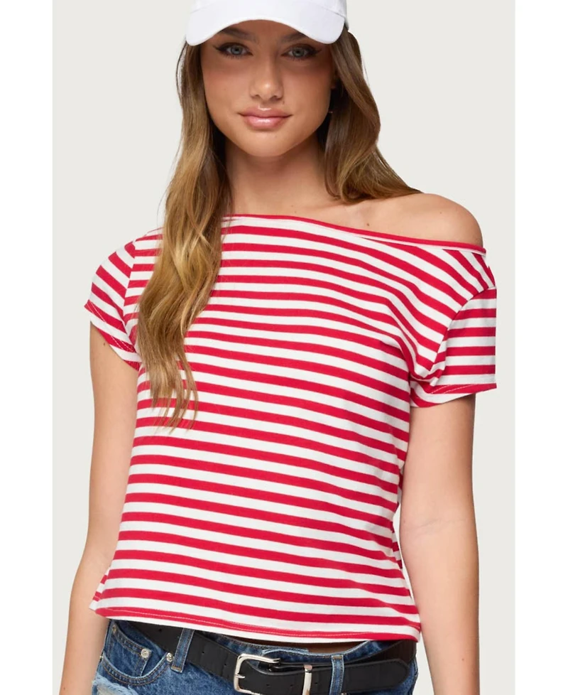Edikted Women's Aretha Striped Off Shoulder Top