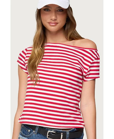 Edikted Women's Aretha Striped Off Shoulder Top