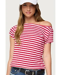 Edikted Women's Aretha Striped Off Shoulder Top