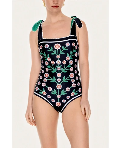 Jessie Zhao New York Women's Midnight Bloom Reversible One-Piece Swimsuit