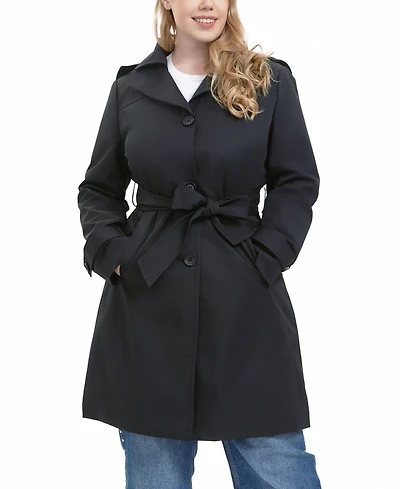 Bgsd Women's Plus Ivy Water Resistant Hooded Trench Coat