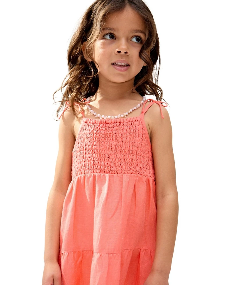 Raffya Kids Little Girls Emma Shirred Bodice Scalloped Embroidered Dress
