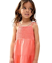 Raffya Kids Little Girls Emma Shirred Bodice Scalloped Embroidered Dress