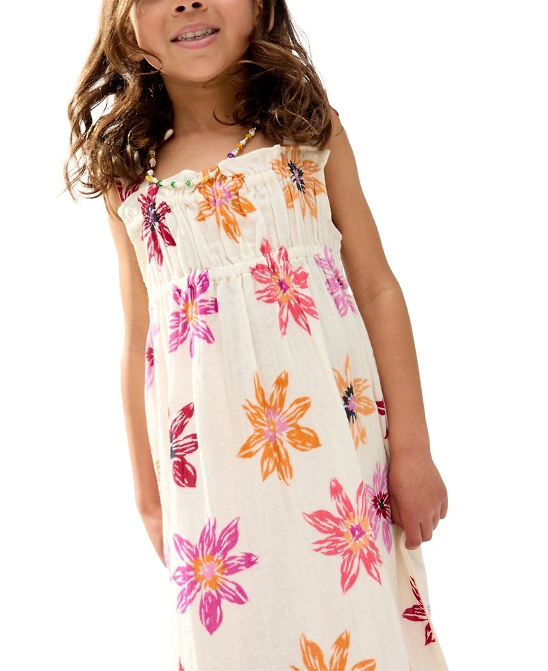Raffya Kids Little Girls Flora Gathered Hand Drawn Floral Print Dress