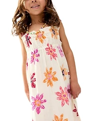 Raffya Kids Little Girls Flora Gathered Hand Drawn Floral Print Dress