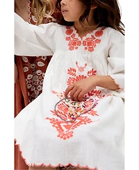 Raffya Kids Arabella V- Neck Embroidered Dress