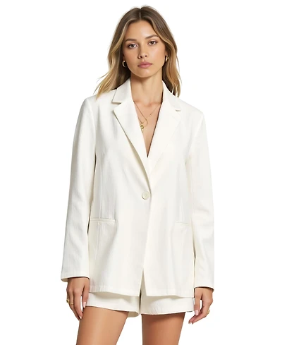 Modenaire Women's Single Button Blazer and Elastic Waist Short Set