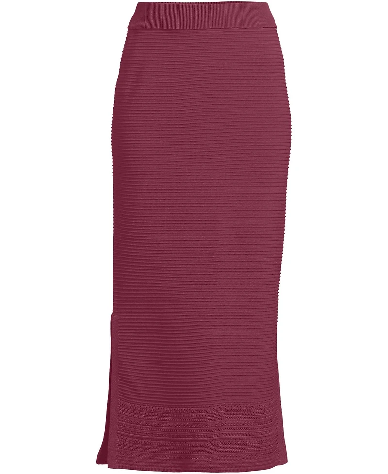 Lands' End Women's Cotton Pointelle Sweater Maxi Skirt - Set Bottom