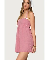 Edikted Women's Rina Gingham Halter Mini Dress
