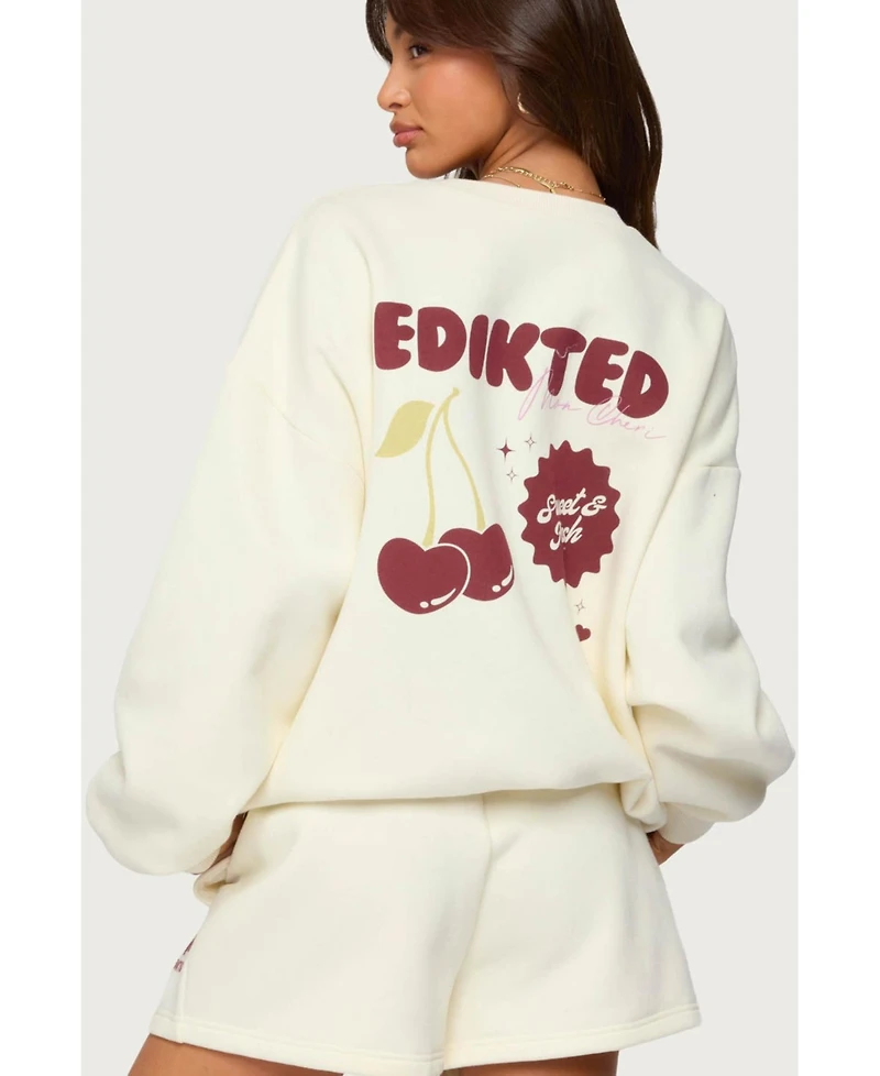 Edikted Womens Cherry Babe Sweatshirt