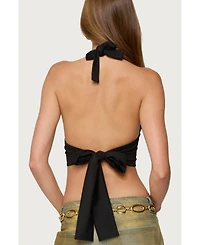 Edikted Women's Aiva Backless Plunge Neck Halter Top