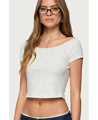 Edikted Women's Perry Floral Boat Neck Top