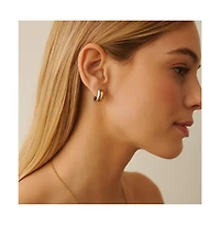 Hollywood Sensation Fusion Glow Mixed Metal Two-Tone Earrings – Bold Sculptural Hoops