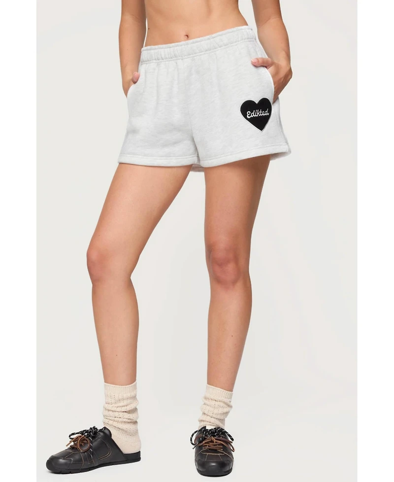 Edikted Womens Big Love Sweat Shorts