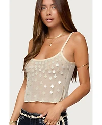 Edikted Women's Onya Iridescent Sheer Knit Top