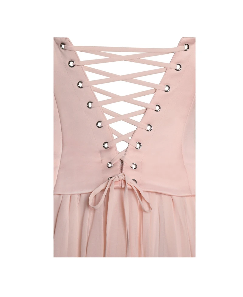 Miss Circle Women's Qianna Baby Pink Peplum Top Drop Waist Chiffon Gown