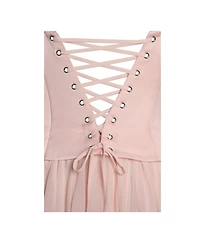 Miss Circle Women's Qianna Baby Pink Peplum Top Drop Waist Chiffon Gown