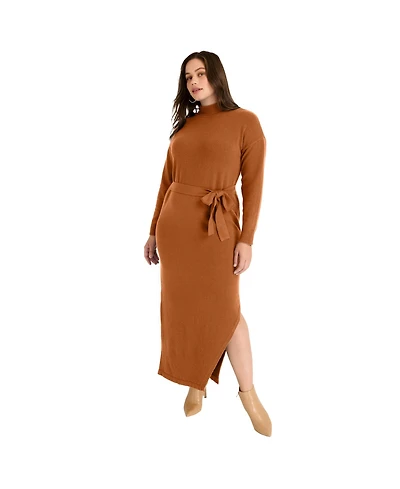 June + Vie Women's Plus Turtleneck Sweater Dress