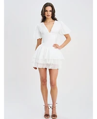 Miss Circle Women's Caitlyn Bubble Sleeve Layered Mini Corset Dress