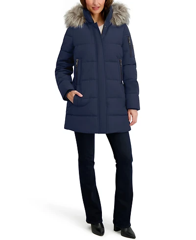 Nautica Women's Faux-Fur-Trim Hooded Puffer Coat
