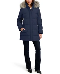 Nautica Women's Faux-Fur-Trim Hooded Puffer Coat