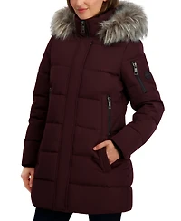 Nautica Women's Faux-Fur-Trim Hooded Puffer Coat