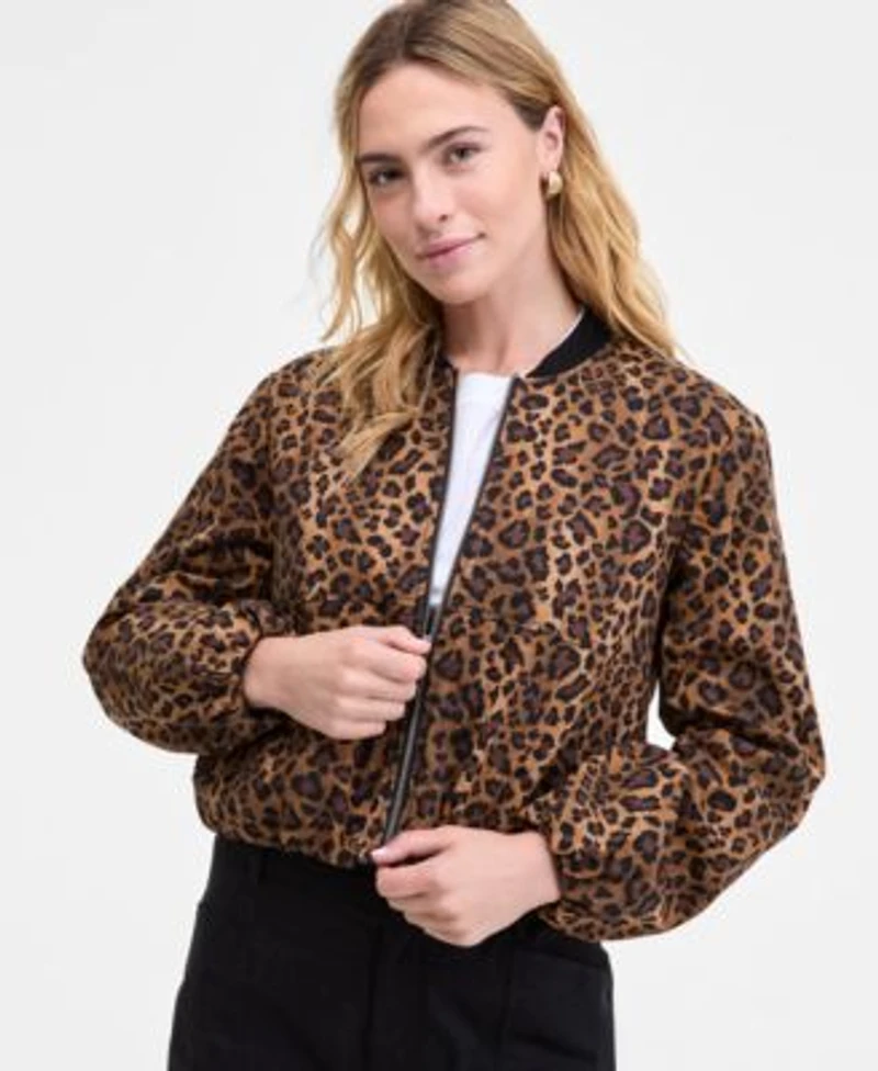 On 34th Womens Printed Bomber Jacket Graphic T Shirt Utility Barrel Leg Pants Kasandra Bow Loafers Macys Exclusive