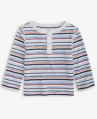 First Impressions Baby Boys Long-Sleeve Striped Henley T-Shirt, Exclusively at Macy's