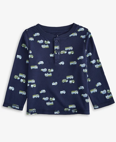 First Impressions Baby Boys Long-Sleeve Geo Trucks Printed Cotton T-Shirt, Exclusively at Macy's