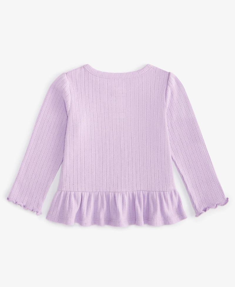 First Impressions Baby Girls Long Sleeve Pointelle T-Shirt