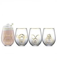 JoyJolt Pooh Spirits Hero Faces Stemless Drinking Glasses, Set of 4