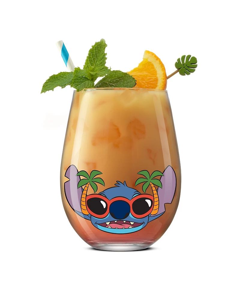 JoyJolt Lilo Stitch Silly Sips Stemless Drinking Glasses, Set of 4