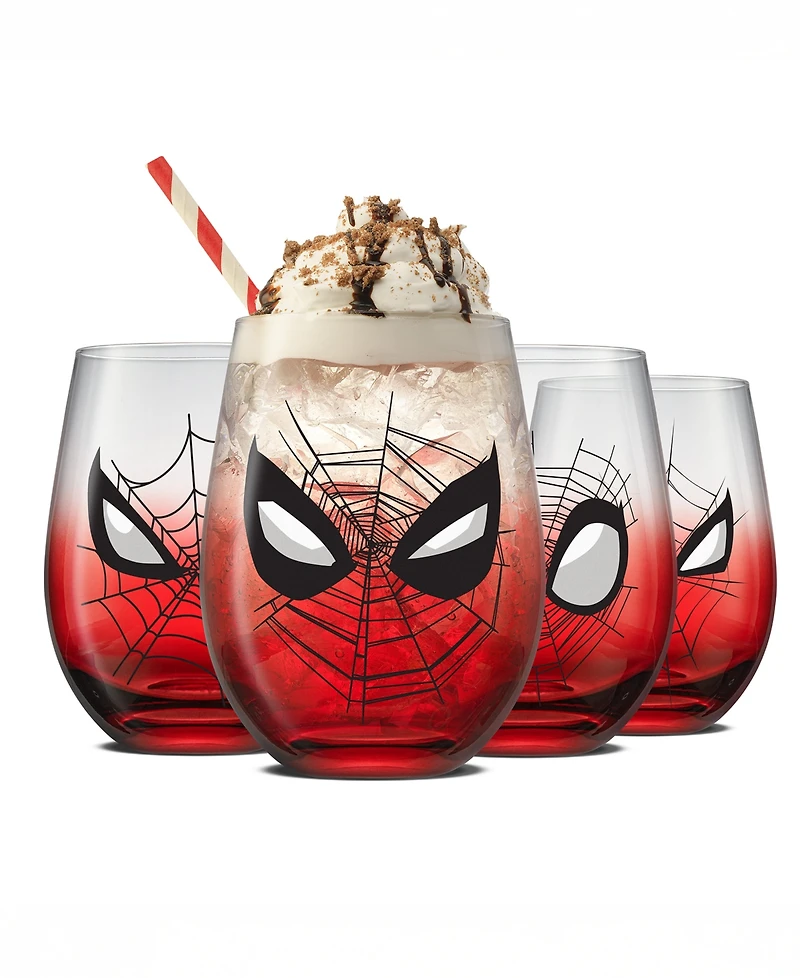 JoyJolt Spidey Sense Stemless Drinking Glasses, Set of 4