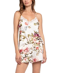Linea Donatella Women's Garden Flight Satin Floral 2-Pcs Pajama Set