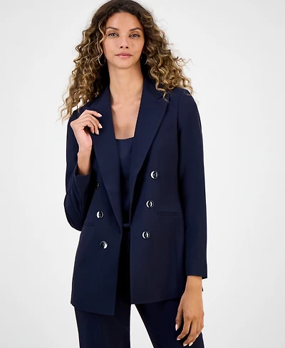 Bar Iii Women's Bi-Stretch Faux Double-Breasted Boyfriend Jacket, Created for Macy's