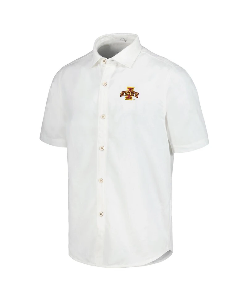 Tommy Bahama Men's White Iowa State Cyclones Coconut Point Palm Vista IslandZone Camp Button-Up Shirt