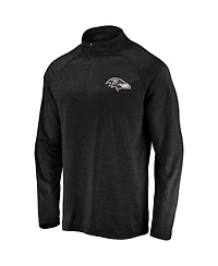 Fanatics Men's Black Baltimore Ravens Striated Primary Logo Raglan Quarter-Zip Pullover Jacket