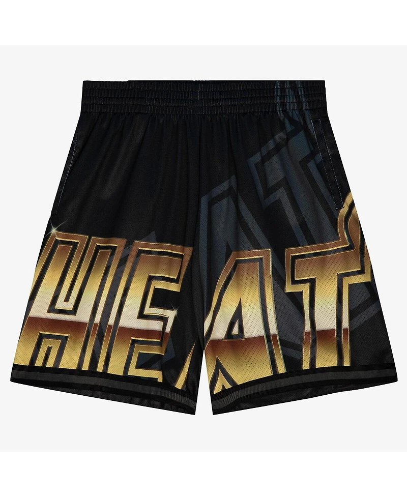 Mitchell & Ness Men's Black Miami Heat Big Face Fashion Shorts
