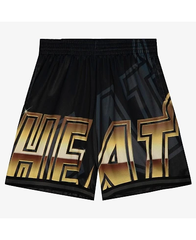 Mitchell & Ness Men's Black Miami Heat Big Face Fashion Shorts