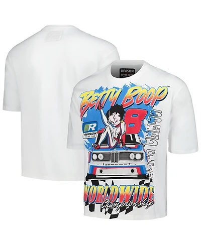 Reason Men's and Women's White Betty Boop Racing Graphic Box T-Shirt