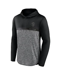 Fanatics Men's Black/Heather Charcoal Seattle Kraken Iconic Defender Pullover Hoodie