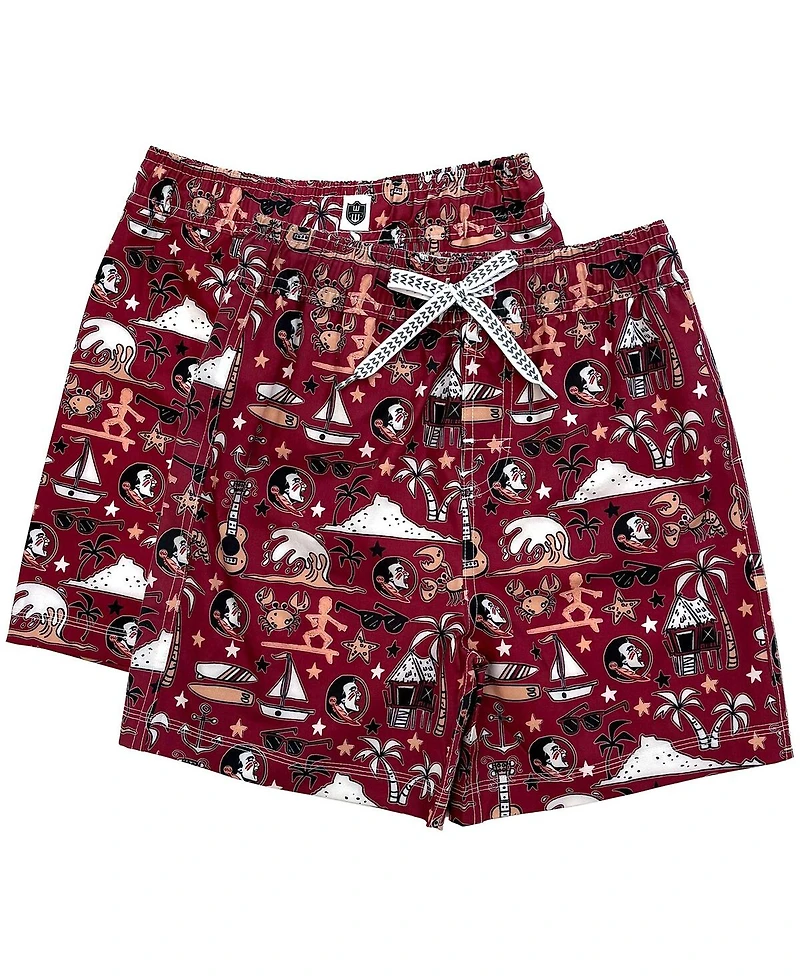 Wes & Willy Big Boys and Girls Garnet Florida State Seminoles Luau Swim Trunks