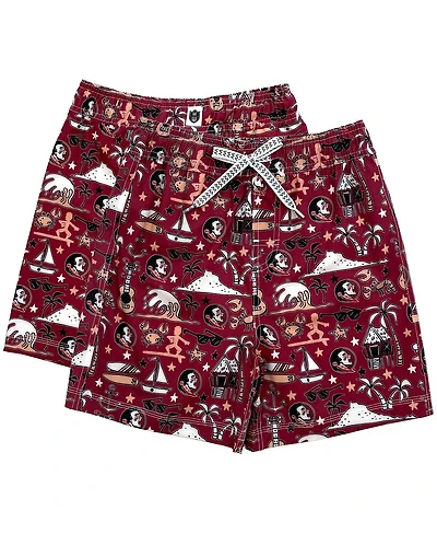 Wes & Willy Big Boys and Girls Garnet Florida State Seminoles Luau Swim Trunks
