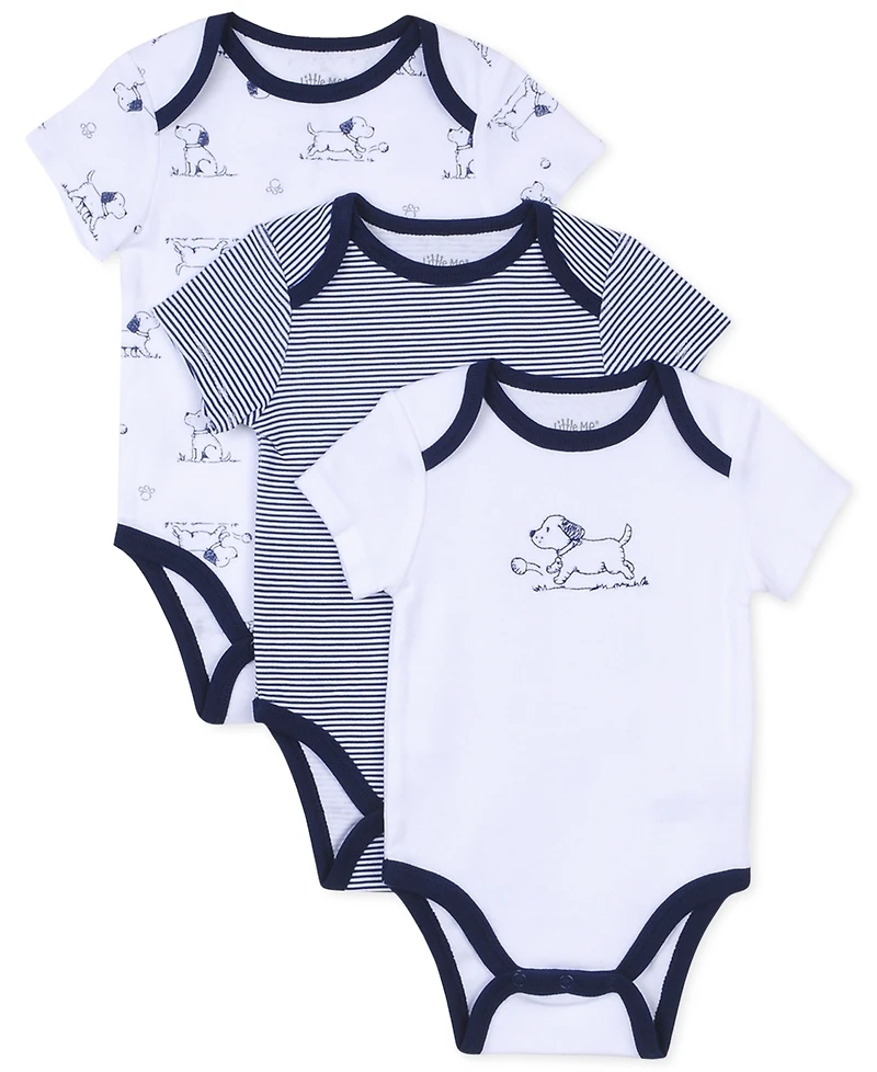 Little Me Baby Boys Puppy Toile Bodysuits, Pack of 3