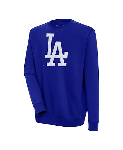 Antigua Men's Royal Los Angeles Dodgers Victory Crewneck Chenille Pullover Sweatshirt