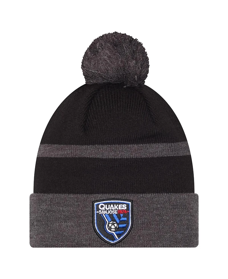New Era Men's Black San Jose Earthquakes 2025 Kickoff Cuffed with Pom Knit Hat