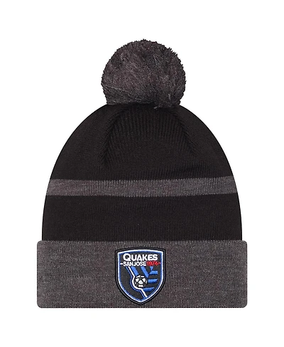 New Era Men's Black San Jose Earthquakes 2025 Kickoff Cuffed with Pom Knit Hat