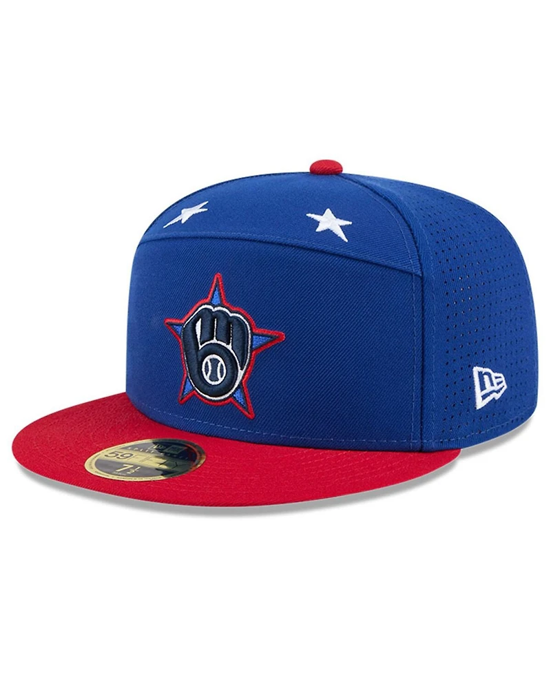 New Era Men's Blue/Red Milwaukee Brewers 2025 Mlb All-Star Game Workout Side Patch 59FIFTY Fitted Hat