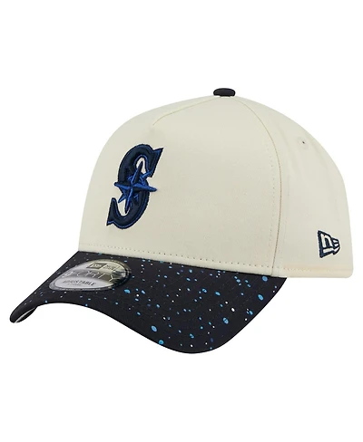 New Era Men's Cream Seattle Mariners Speckle A-Frame 9FORTY Adjustable Hat