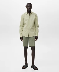 Mango Men's Regular-Fit Stripe-Textured Shirt